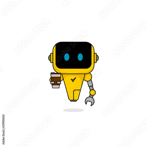 Mascot design with Robot carrying coffee vector illustration.