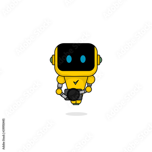 Mascot design with Robot holding camera vector illustration.