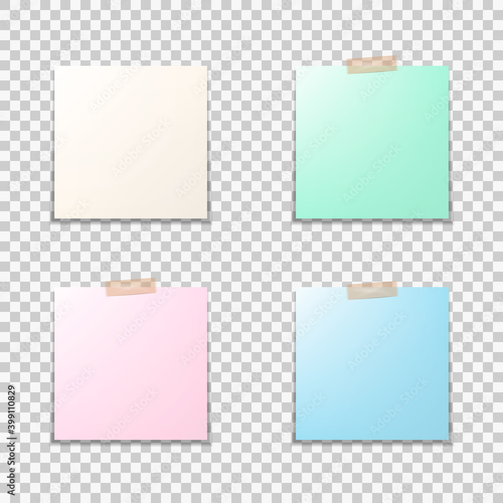 Set of different vector note papers isolated on white background. Vector illustration. Set of different vector note papers isolated on white background. Vector illustration.