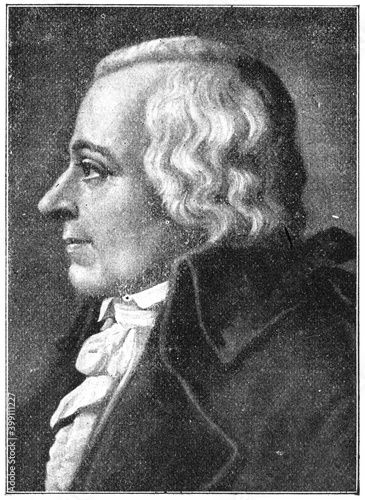 Portrait of Pierre-Simon, marquis de Laplace - a French scholar and polymath. Illustration of the 19th century. Germany. White background.