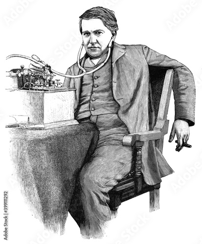 Fotografia Portrait of Thomas Alva Edison - an American inventor and businessman who has been described as America's greatest inventor