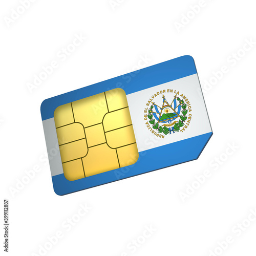 SIM Card with Flag of El Salvador A concept of El Salvador Mobile Operator