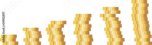 Coins stack vector illustration, flat coin money stacked icon flat, golden penny cash pile, treasure heap isolated