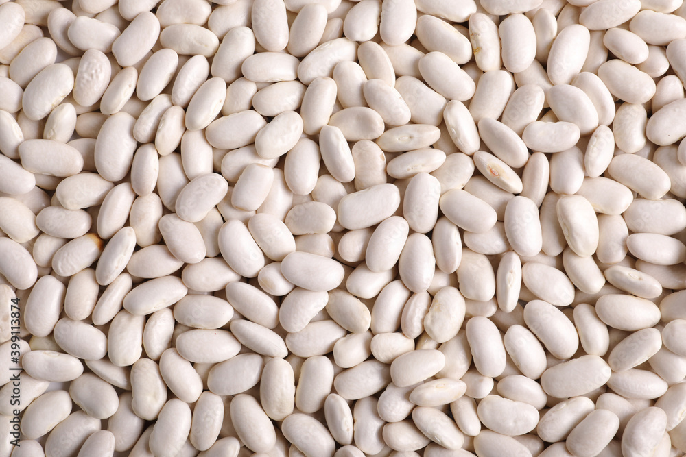Closeup of raw white beans seen from above Closeup of raw white beans seen from above