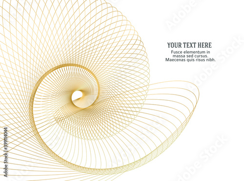 Abstract spiral rainbow design element on white background of twist lines