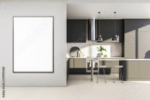 Modern kitchen interior with furniture