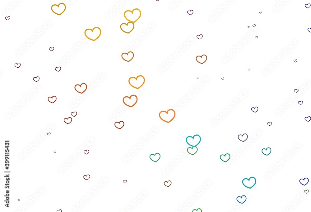 Light Multicolor vector backdrop with sweet hearts.