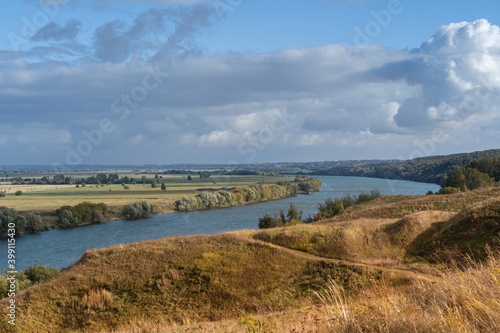 Wallpaper Mural Panorama of the Russian Oka river before sunset on a clear autumn day. Torontodigital.ca