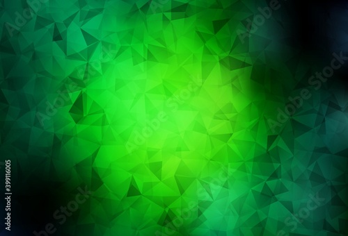 Dark Green vector low poly background.