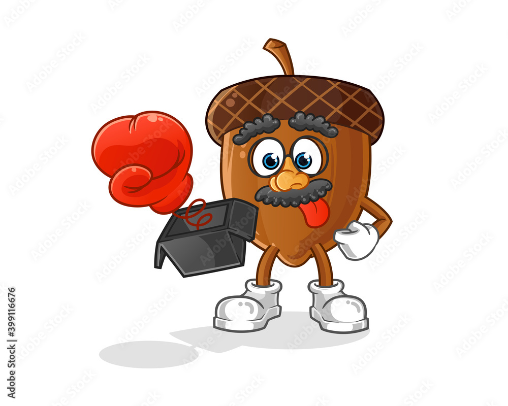 acorn prank with glove in box cartoon. cartoon mascot vector acorn prank with glove in box cartoon. cartoon mascot vector