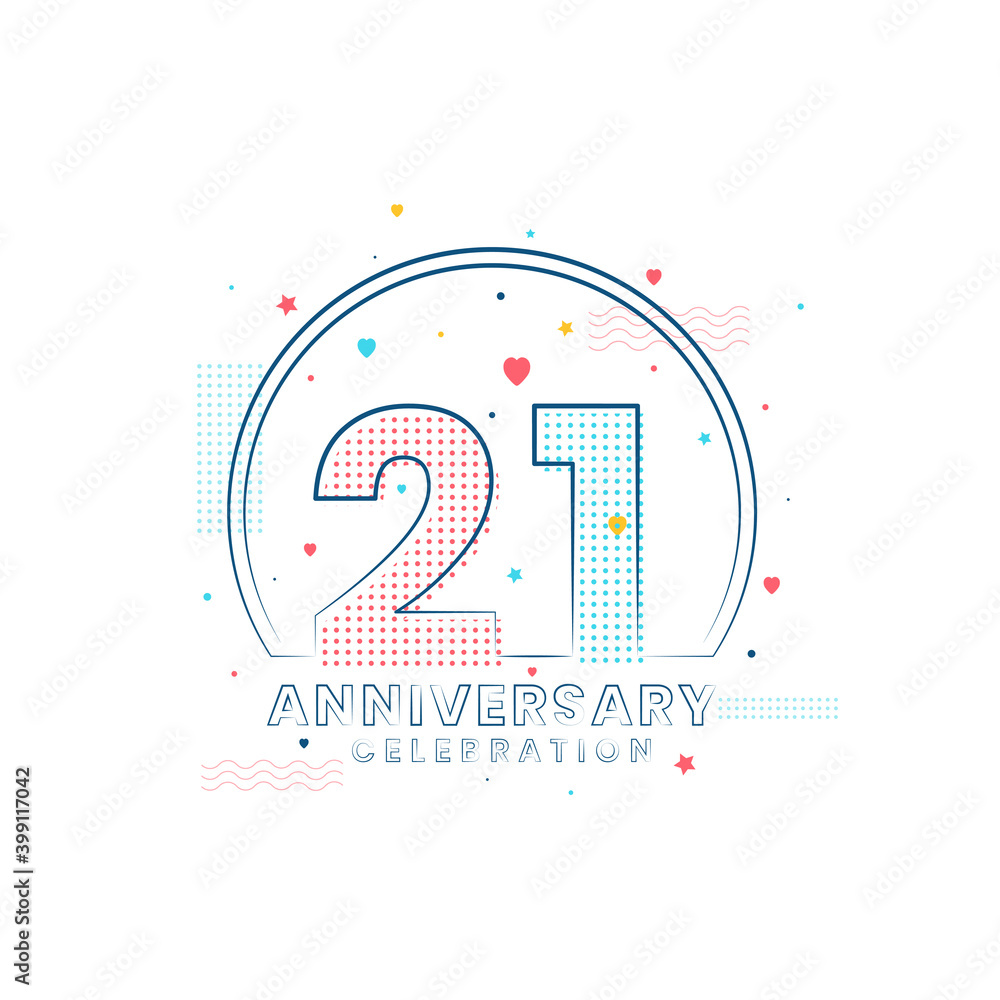21 years Anniversary celebration, Modern 21 Anniversary design