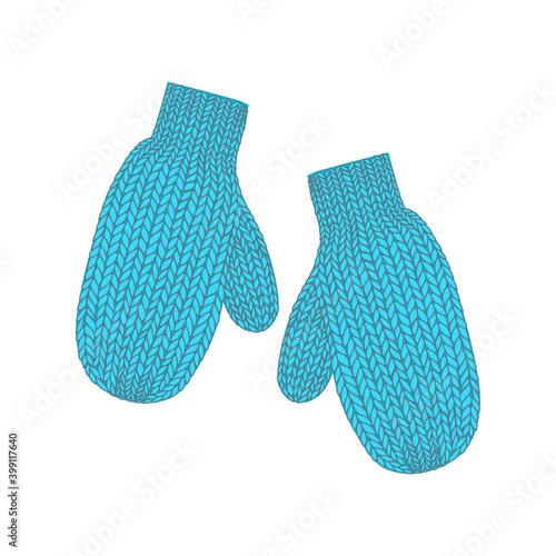 Blue mittens. Vector illustration. Flat design for business financial marketing banking advertising web concept cartoon illustration. Vector illustration