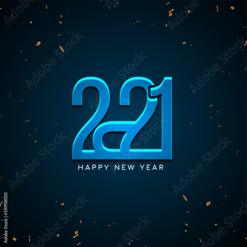 Happy new year 2021 glossy blue text background