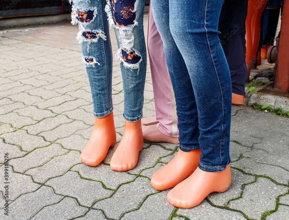 legs of mannequins dressed in women's jeans at the city market legs of mannequins dressed in women's jeans at the city market