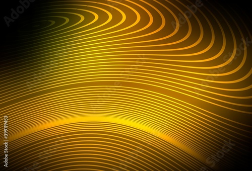 Dark Green  Yellow vector background with curved lines.