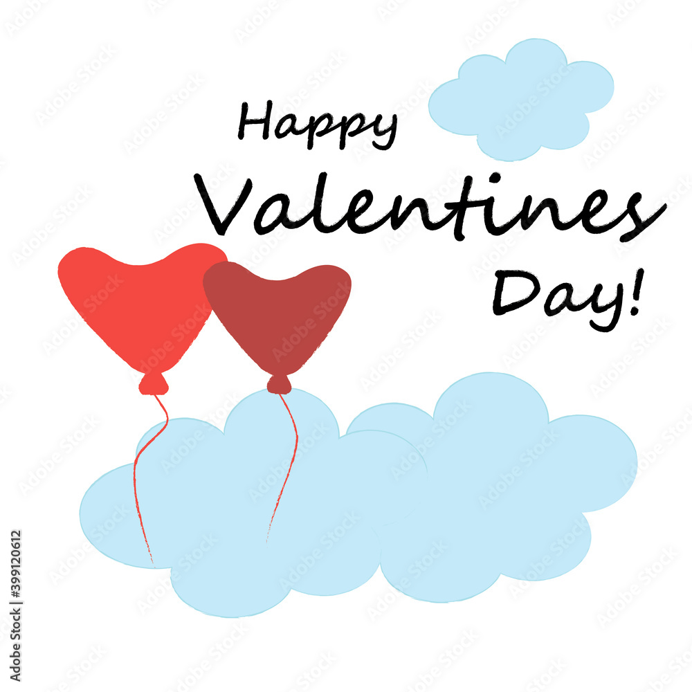 Valentine's Day Greetings Background Hearts Clouds
