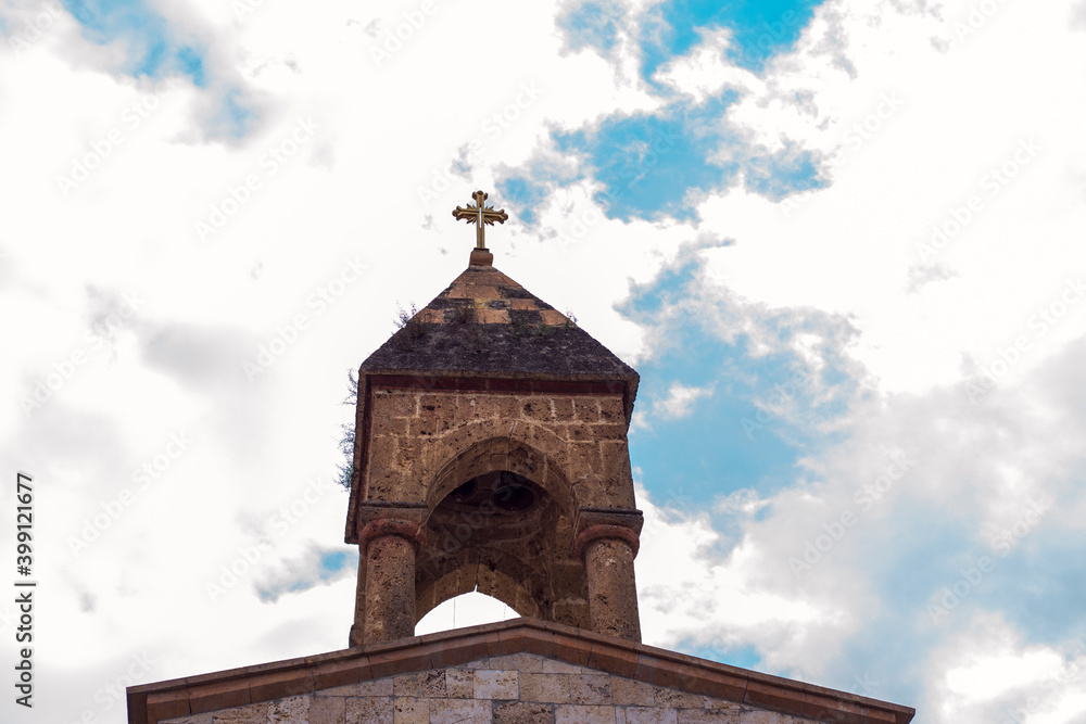 church in Armenia cross close up.
