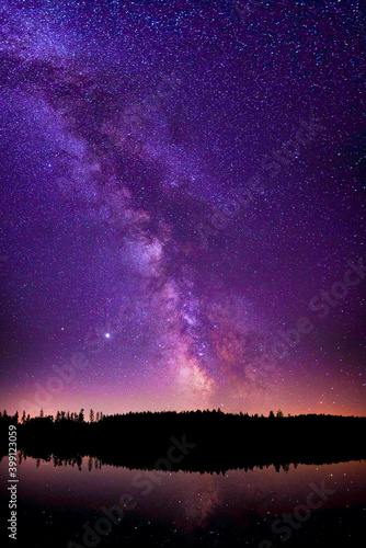 Milky Way over the pond, cosmic landscape