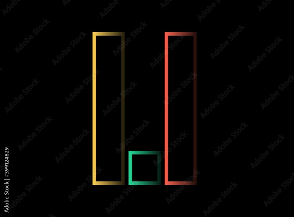 U letter vector desing, font logo. Red, green, yellow color on black background. For social media,design elements, creative poster, web template and more U letter vector desing, font logo. Red, green, yellow color on black background. For social media,design elements, creative poster, web template and more