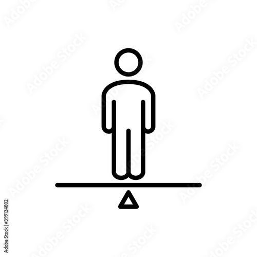 Logotipo hombre en equilibrio en balanza con lineas en color negro