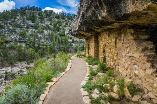 Native Americans troglodytes ruins in Walnut Canyon National Monument. The Sinagua people lived there around 800 hundred years ago photo