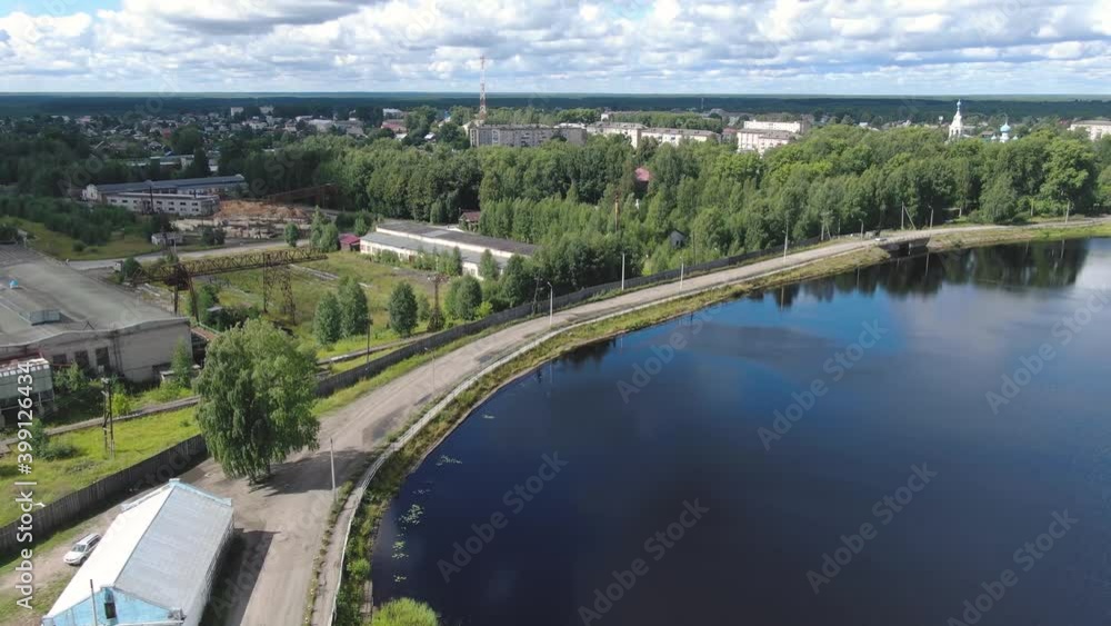 Flying over a Russian village on a drone. Flying over a Russian village on a drone.