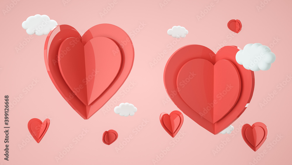Valentine's Day mock up scene. Shape for display product, present and advertising. 3D rendering