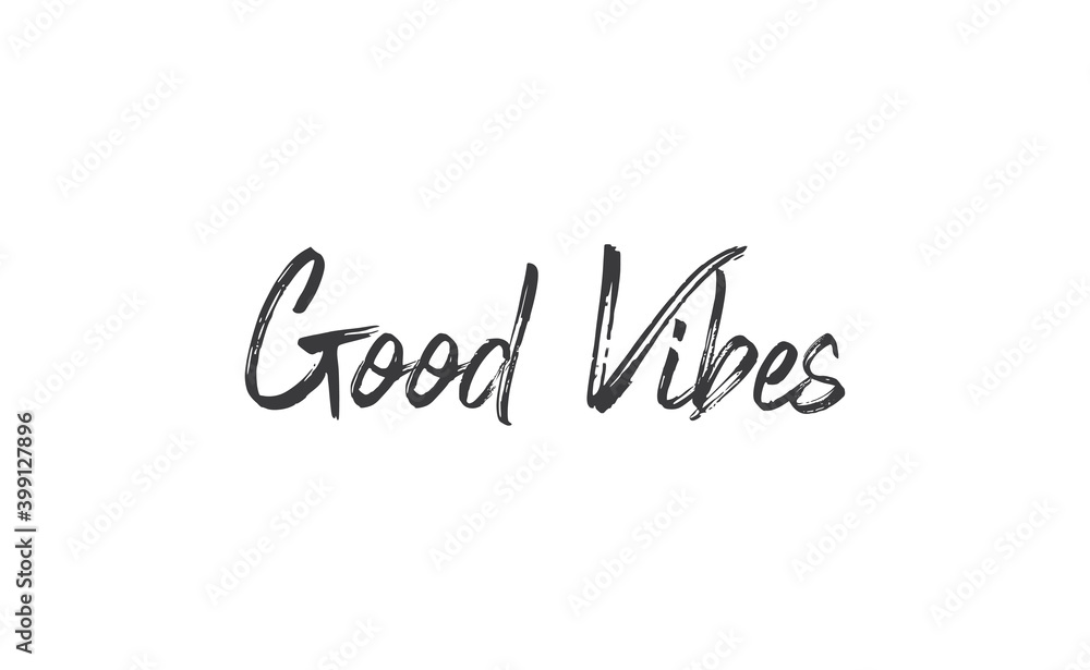 Good vibes calligraphic lettering. Vector text.