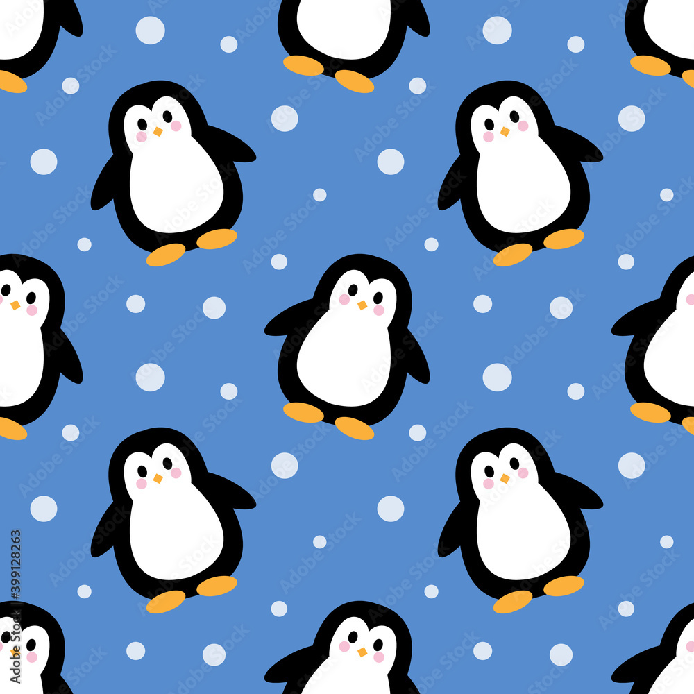 Fototapeta premium Seamless pattern with penguins. Vector illustration