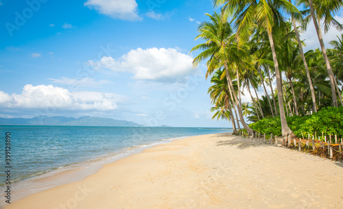 tropical beach with cocnut palm tree © Alexander Ozerov