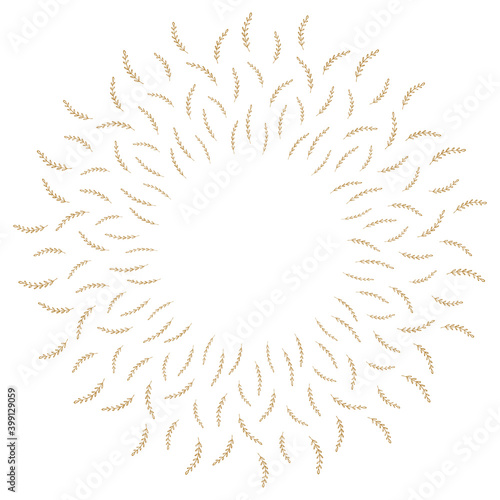 Natural vector frame. Gold leaves on white background template