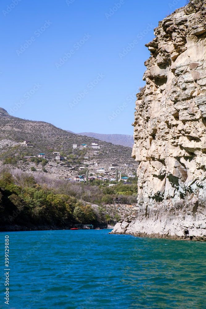 The village of Zubutli. Sulak river. Sulak canyon. Dagestan. Russia The village of Zubutli. Sulak river. Sulak canyon. Dagestan. Russia