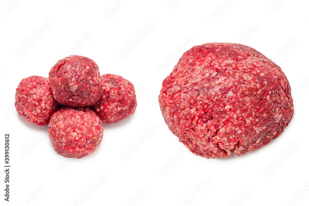 Raw meat balls isolated on white background. Raw meat balls isolated on white background.