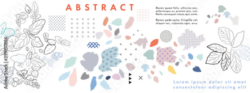 Creative universal artistic floral background. Hand Drawn textures. Trendy Graphic Design for banner, poster, card, cover, invitation, placard, brochure or header.