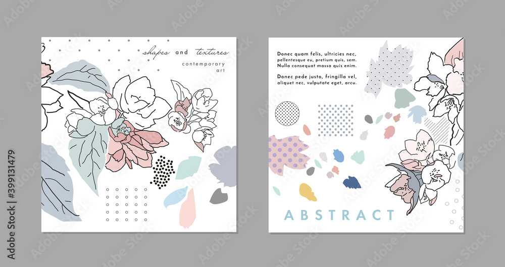 Collection of creative universal floral artistic cards. Trendy Graphic Design for banner, poster, card, cover, invitation, placard, brochure, flyer. Vector Collection of creative universal floral artistic cards. Trendy Graphic Design for banner, poster, card, cover, invitation, placard, brochure, flyer. Vector