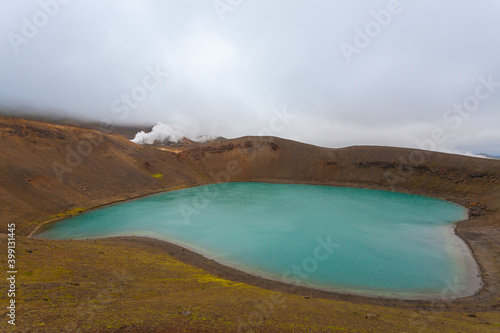 Viti crater with green water lake inside, Iceland