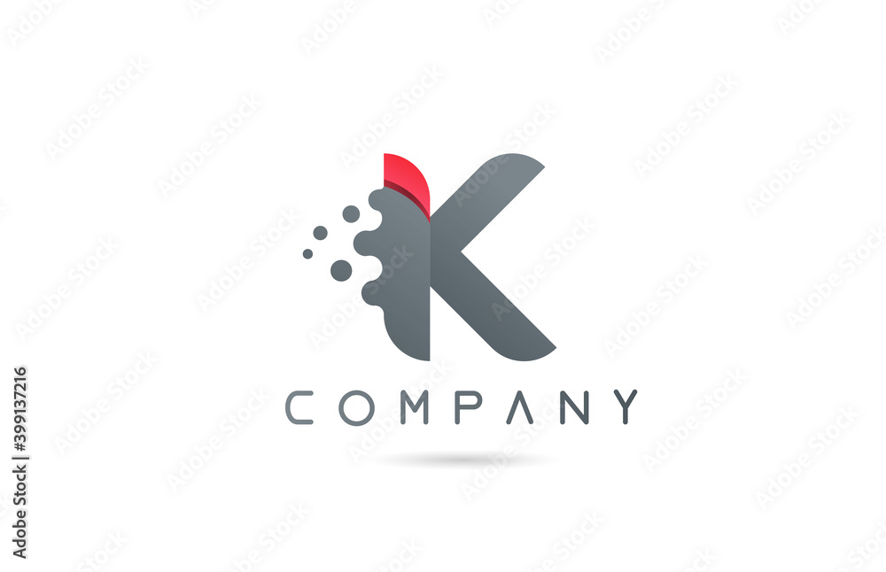 K pink grey alphabet letter logo icon with bubble shapes. Creative design for company and business K pink grey alphabet letter logo icon with bubble shapes. Creative design for company and business