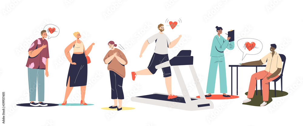 Increased heart beating rate set with people in love, training, jogging or suffering from heart pain Increased heart beating rate set with people in love, training, jogging or suffering from heart pain
