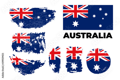 Australia grunge flag set on a white background. Vector illustration.