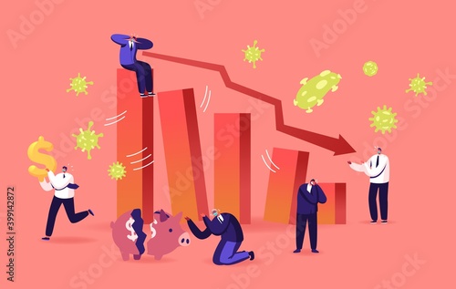 Negative Covid19 Impact on Investment Price. Coronavirus Outbreak and Crisis, Financial Crash. Stock Market Chart Fall