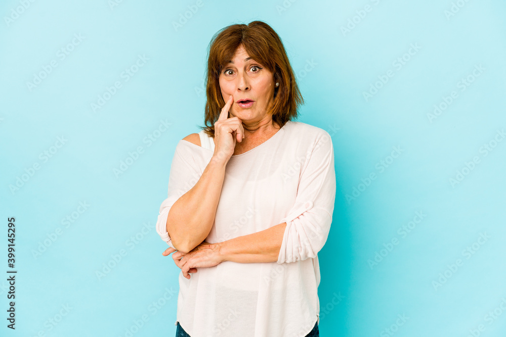 Senior caucasian woman isolated having some great idea, concept of creativity. Senior caucasian woman isolated having some great idea, concept of creativity.