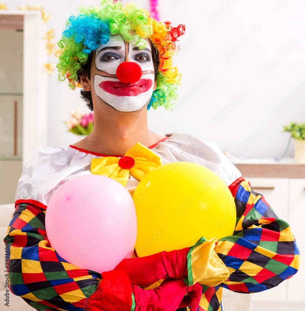 Funny clown in Christmas celebration concept Funny clown in Christmas celebration concept