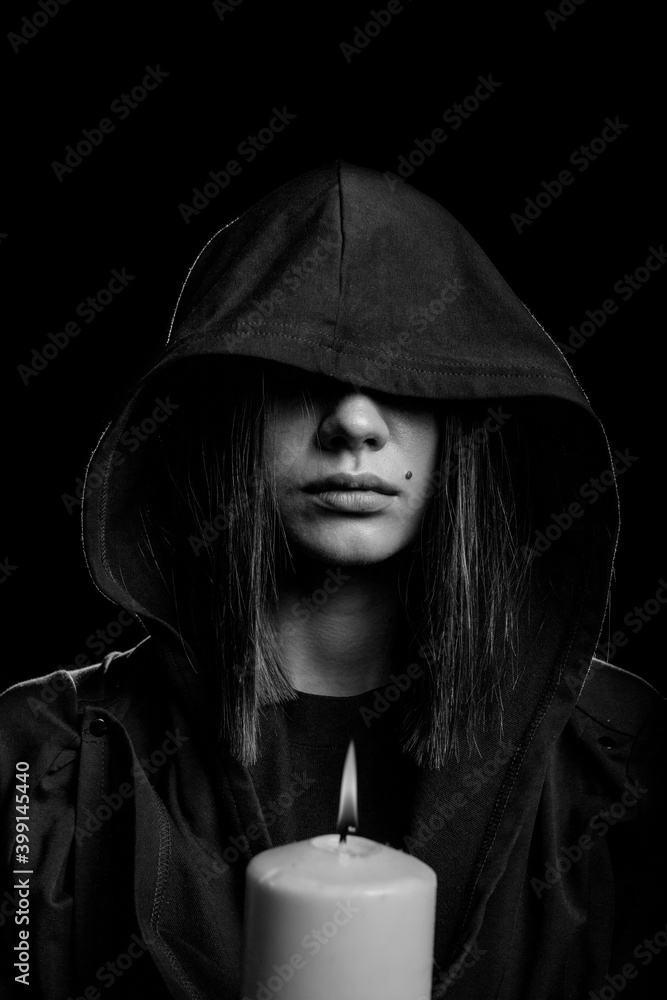 Black and white portrait of a young woman Black and white portrait of a young woman