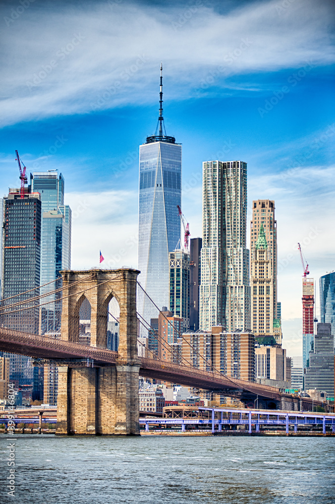 lower manhattan new york city panorama - obrazy, fototapety, plakaty 