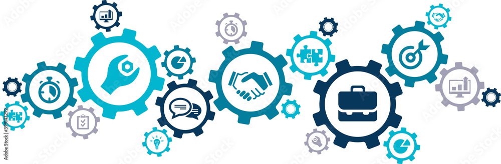 business service & support vector illustration. Concept with connected ...