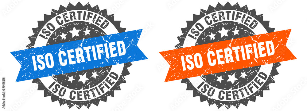 Obraz premium iso certified band sign. iso certified grunge stamp set