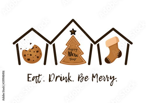 Christmas cookies greeting card, poster, party invitation