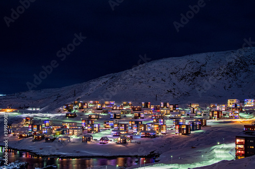 winter in the city, Colorful Nuuk Greenland.