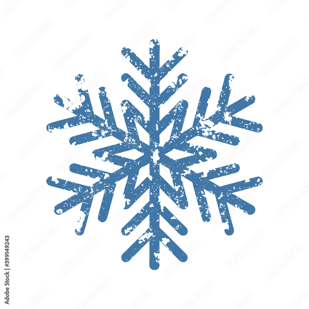 Snowflake icon, sign design. Grunge texture Vector illustration
