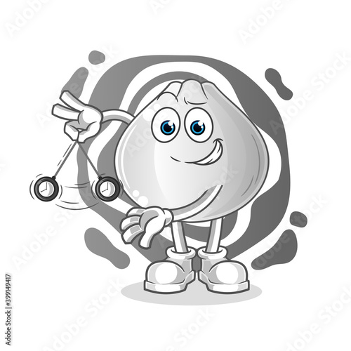 meat bun hypnotizing cartoon. cartoon mascot vector